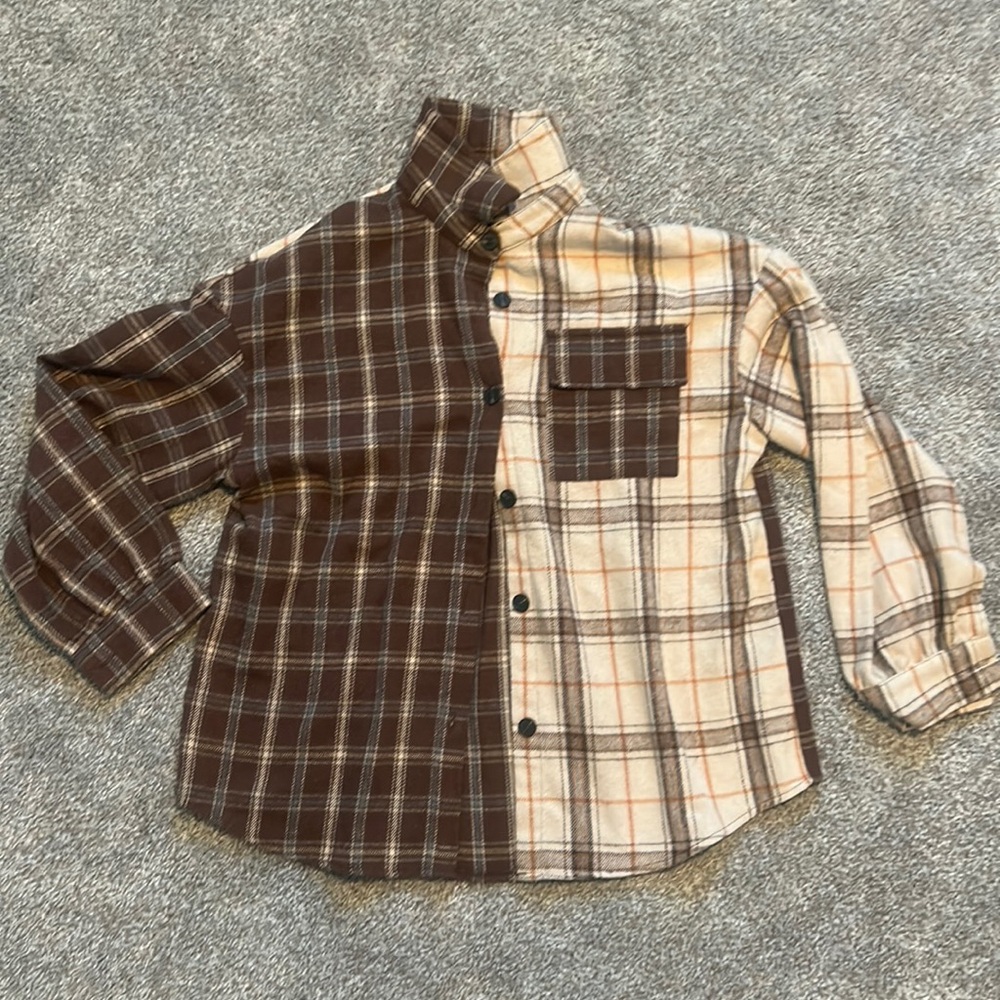 Large SHEIN Split Plaid Shacket